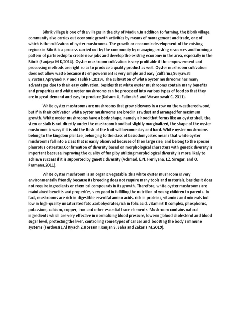 Oyster Mushroom PDF Mushroom Carbohydrates