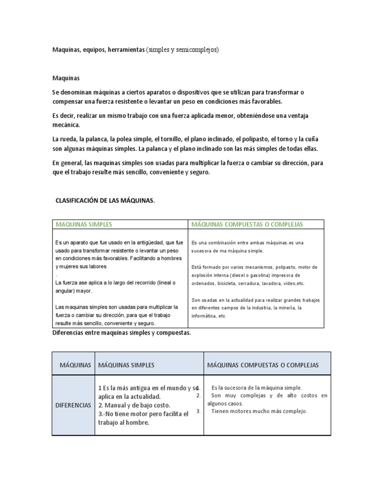Maquinas Simples Pdf Herramientas Máquinas