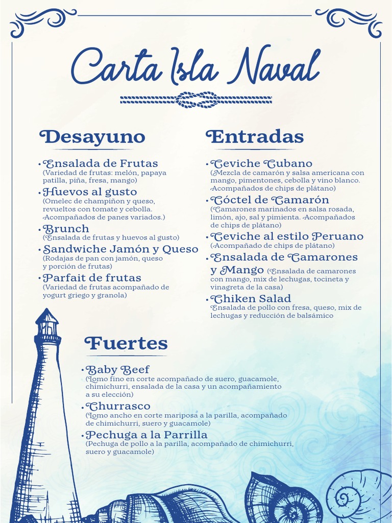 Carta Isla Naval | PDF | Mariscos | Preparacin de comida y bebida