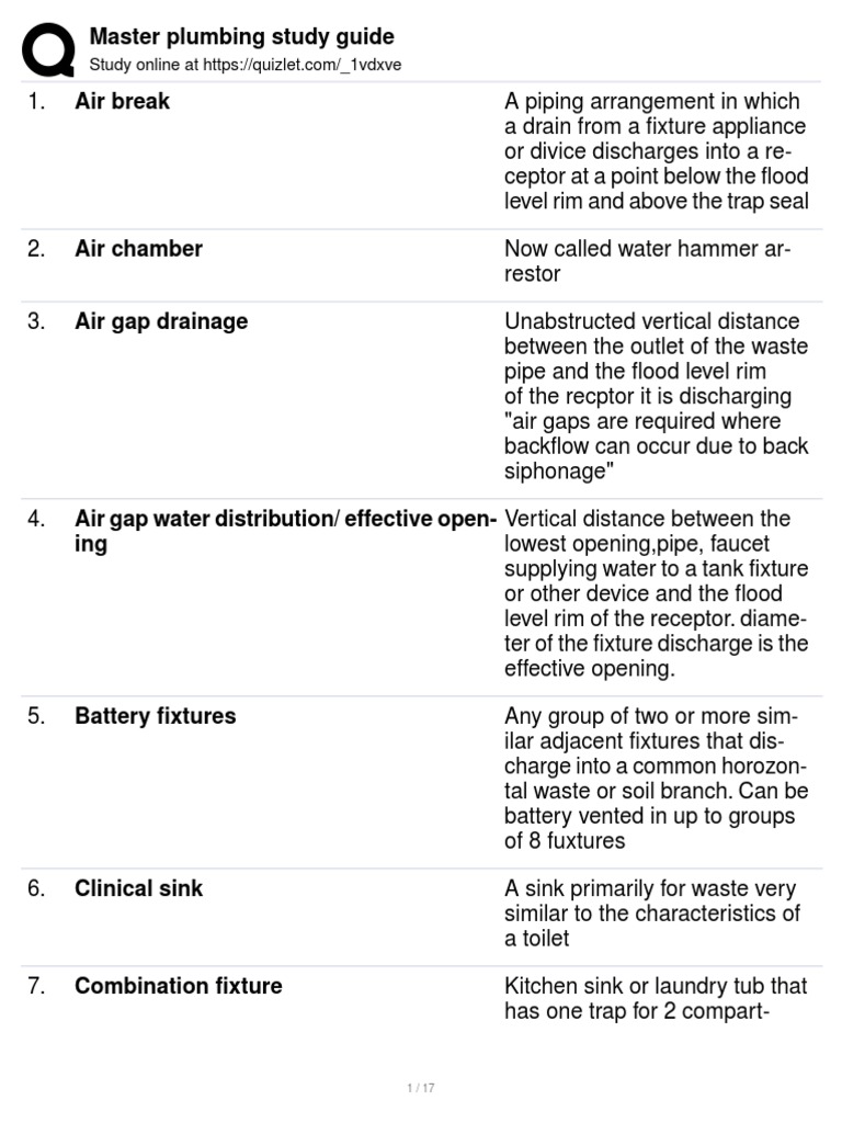 Master Plumbing Study Guide | PDF | Plumbing | Toilet