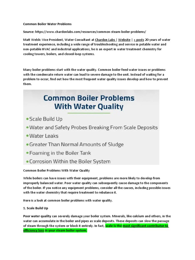 Common Boiler Water Problems PDF Corrosion Boiler