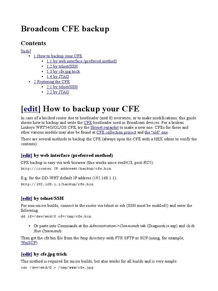 Broadcom CFE Backup | PDF | Secure Shell | File Transfer Protocol