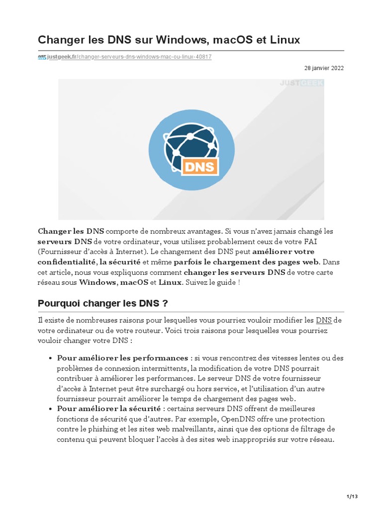 Changer Les DNS Sur Windows macOS Et Linux | PDF | Système de noms de ...
