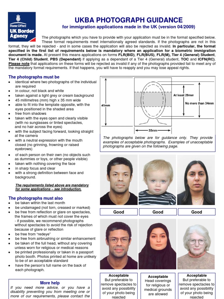 UKBA Immigration Photo Requirements | PDF