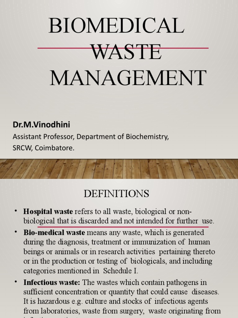 Unit 1 Biomedical Waste Management Pdf Waste Incineration