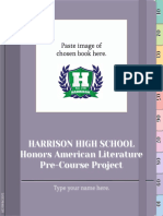 Honors American Literature Pre-Course 2022-2023 1