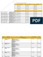 Calendario de actividades salud bucal