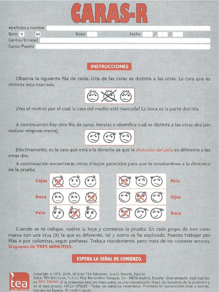 Test de caras r pdf