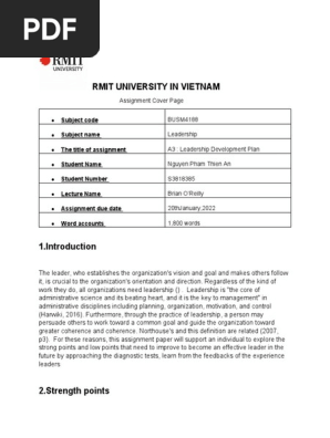 Leadership Development Plan