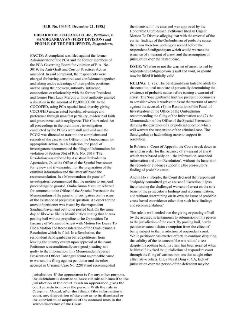 Cojuangco vs sandiganbayan digest pdf