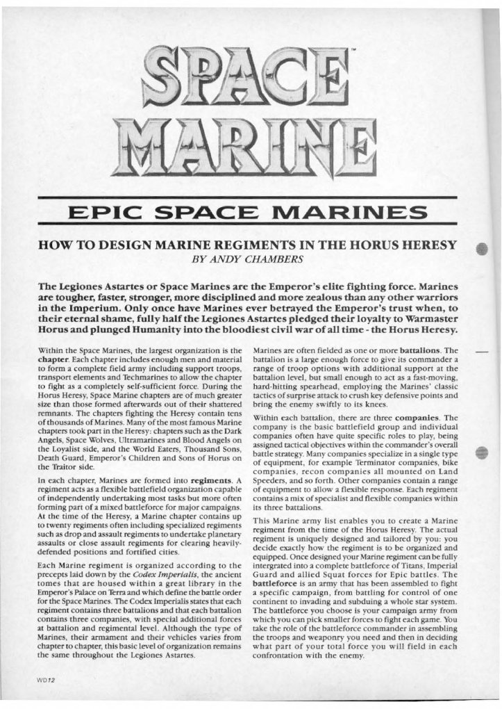 Warhammer 40k 2nd Edition Epic 40k Space Marines