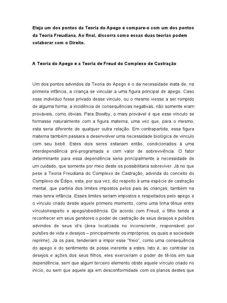 Teoria do Apego e Freud no Direito | PDF | Teoria do Apego | Sigmund Freud