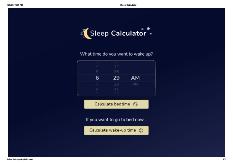 Sleep Calculator PDF
