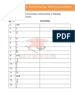 Lesson 1a Decimal Terminating Nonterminating and Repeating Worksheet