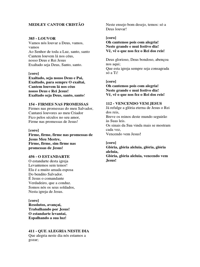 Medley Cantor Cristão Pdf Pdf