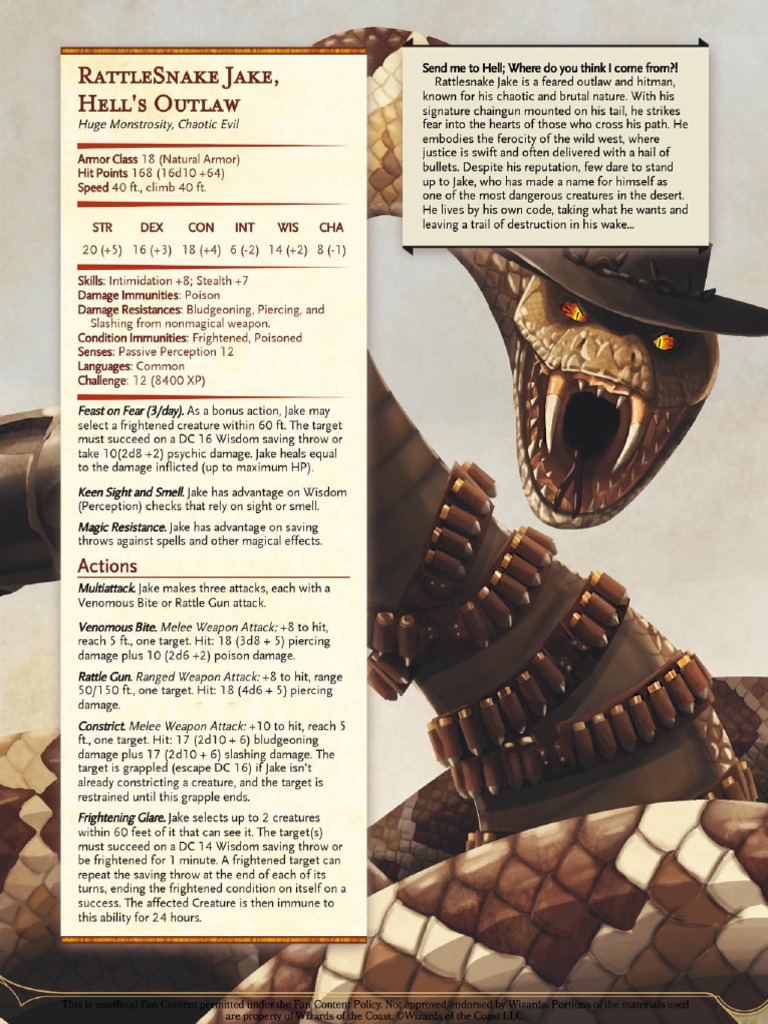 RattleSnake Jake, Hell's Outlaw PDF