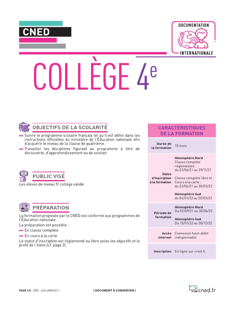 Formation CNED pour la 4ème collège | PDF | Enseignement des langues ...