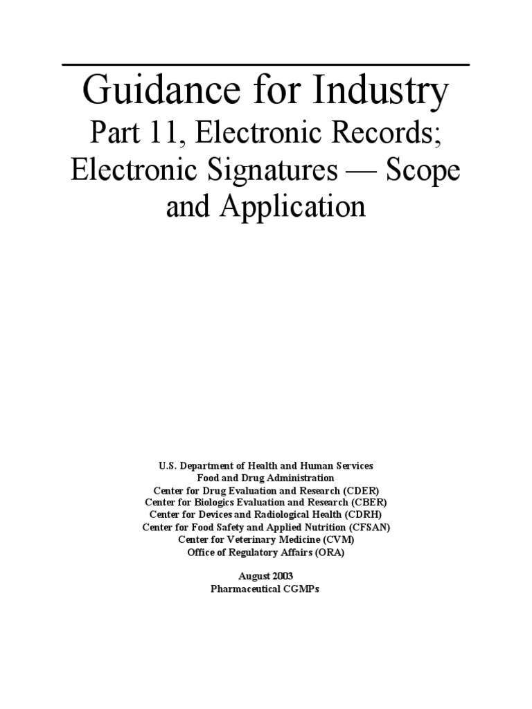 FDA Part 11 Guidance Overview 2003 | PDF | Self-Improvement | Wellness