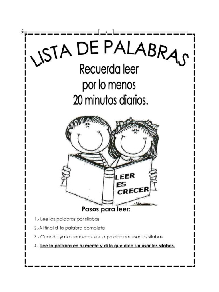 Lectura de Palabras y Oraciones | PDF