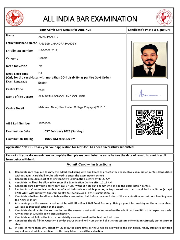 Admit Card | PDF