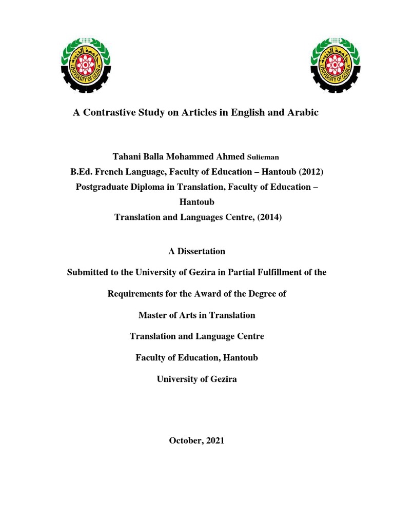 Contrastive Study of English and Arabic Articles | PDF | Second ...