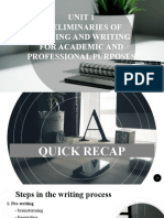 Unit 1 Preliminaries of Reading and Writing For Academic and Professional Purposes