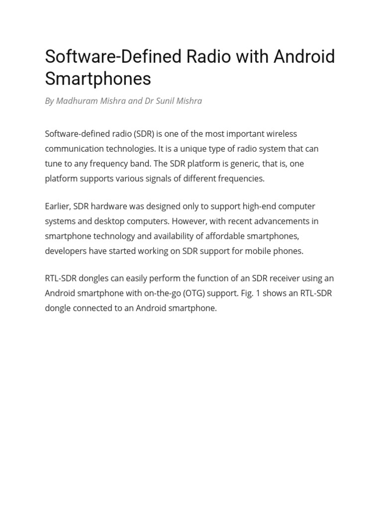 Software Defined Radio-Sdr For Android | PDF | Software Defined Radio ...