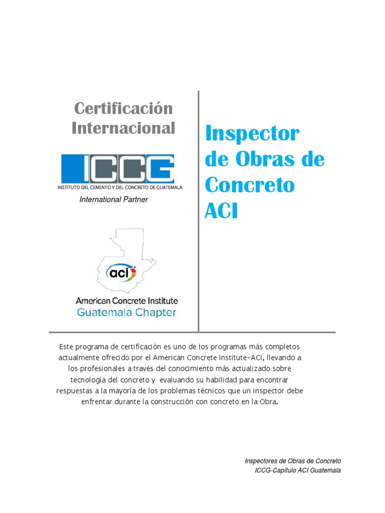 Criterios Certificacin ACI Inspectores de Obras de Concreto-2019 | PDF ...