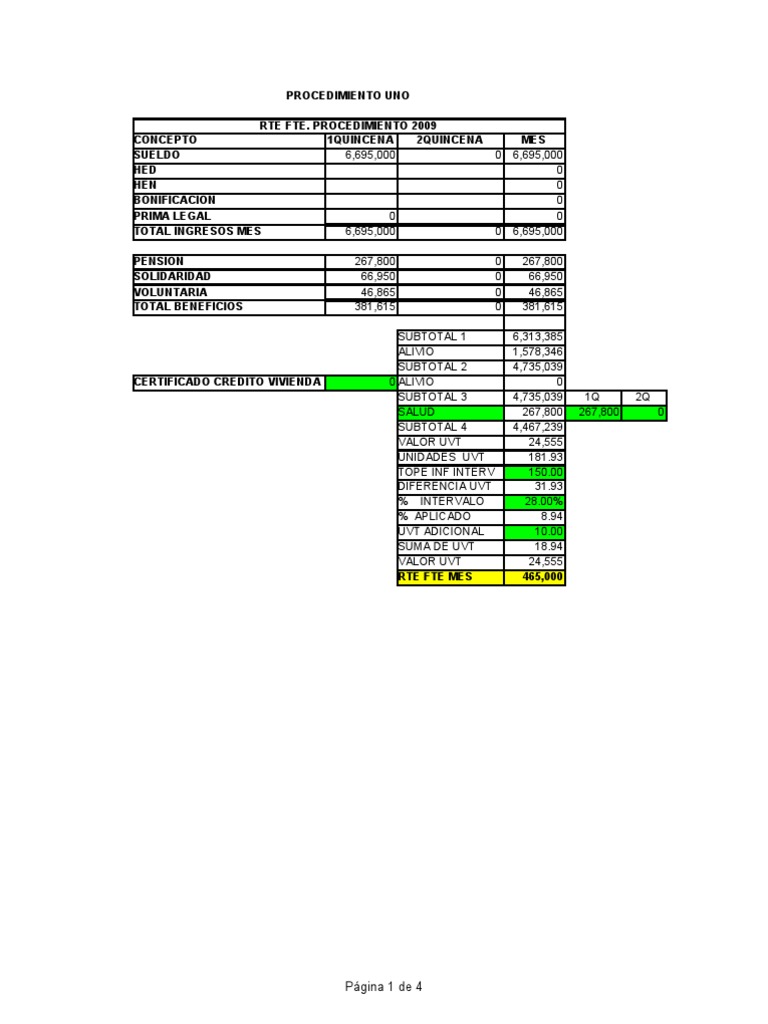 1 Ejercicio Retencion en La Fuente Procedimiento Uno Pensión Ahorro