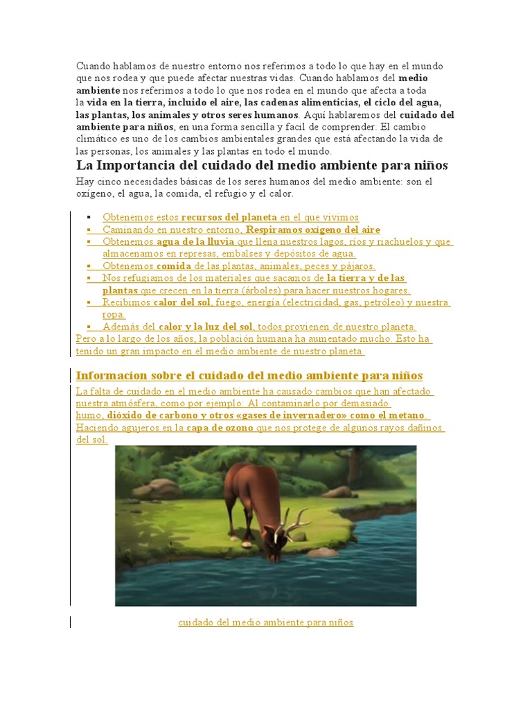 Cuidado del Medio Ambiente para Niños | PDF | Entorno natural ...