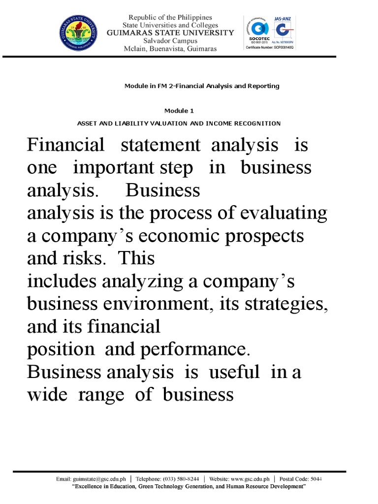 Module 1 Financial Analysis and Reporting FM2 | PDF | Valuation ...