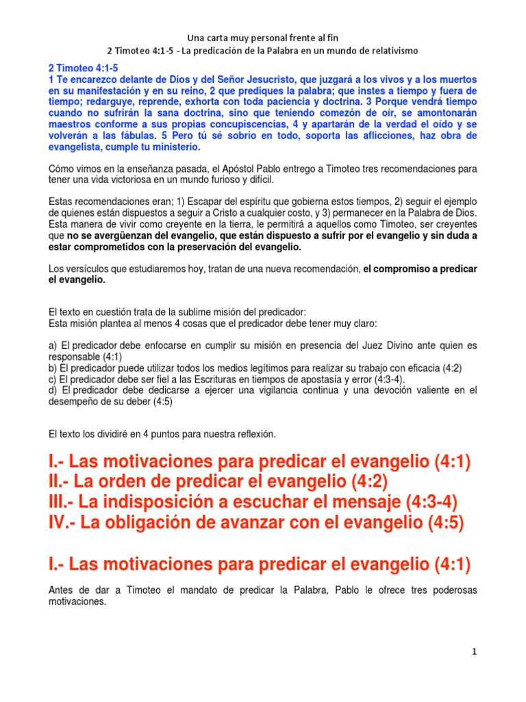 06 2 Timoteo 4 1 5 La Predicación De La Palabra En Un Mundo De