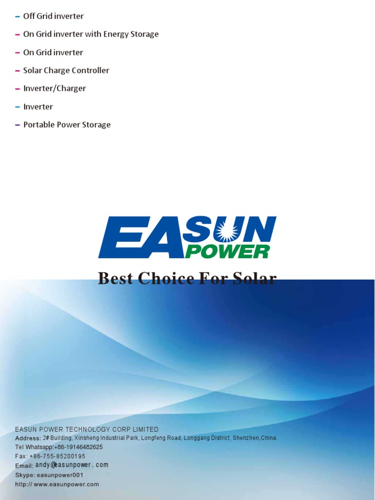 Easun Power Technology Corp Limited | PDF | Power Inverter | Battery ...