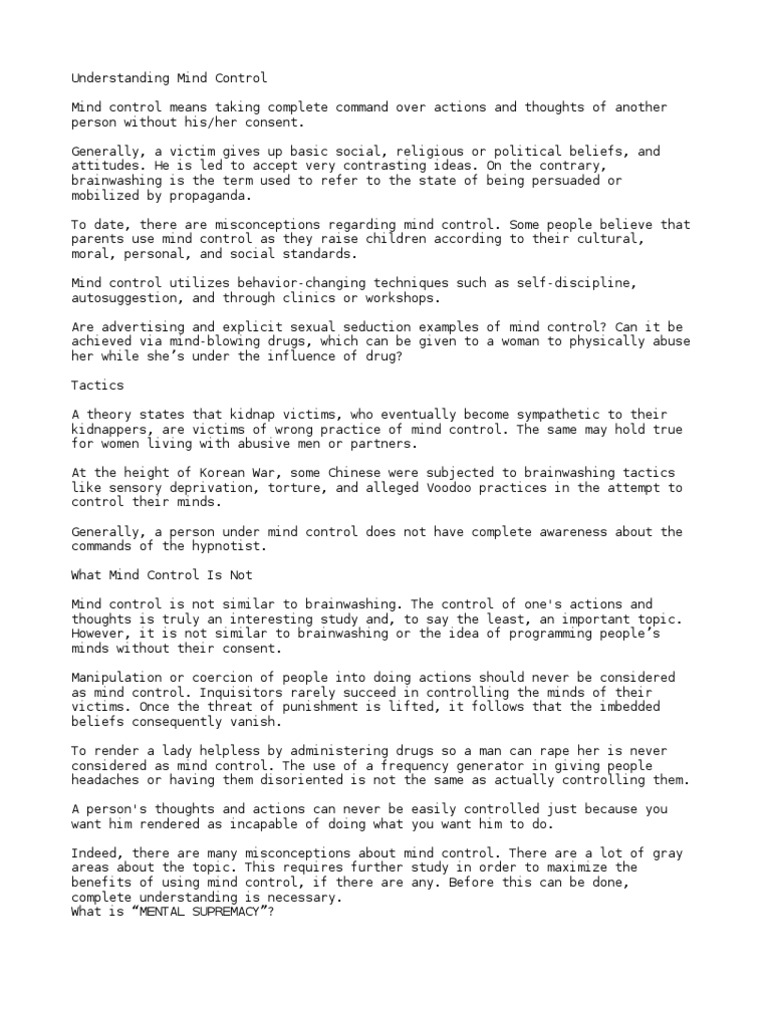 Understanding Mind Control Techniques | PDF | Self-Improvement