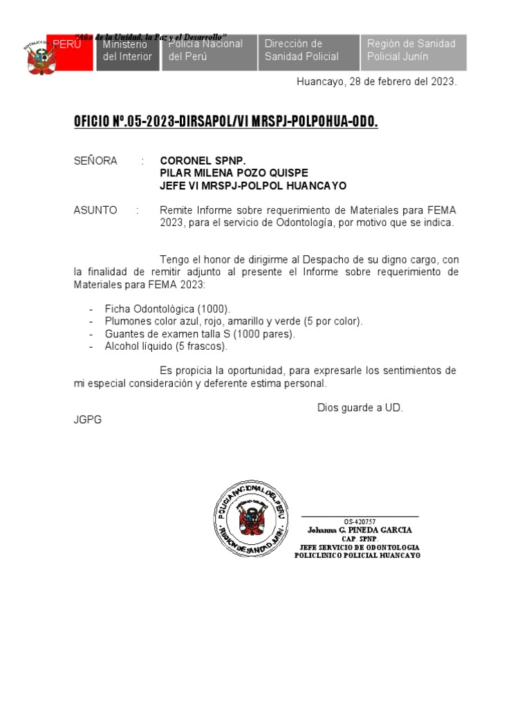 Requerimiento material fema 2023 pdf gobierno justicia penal
