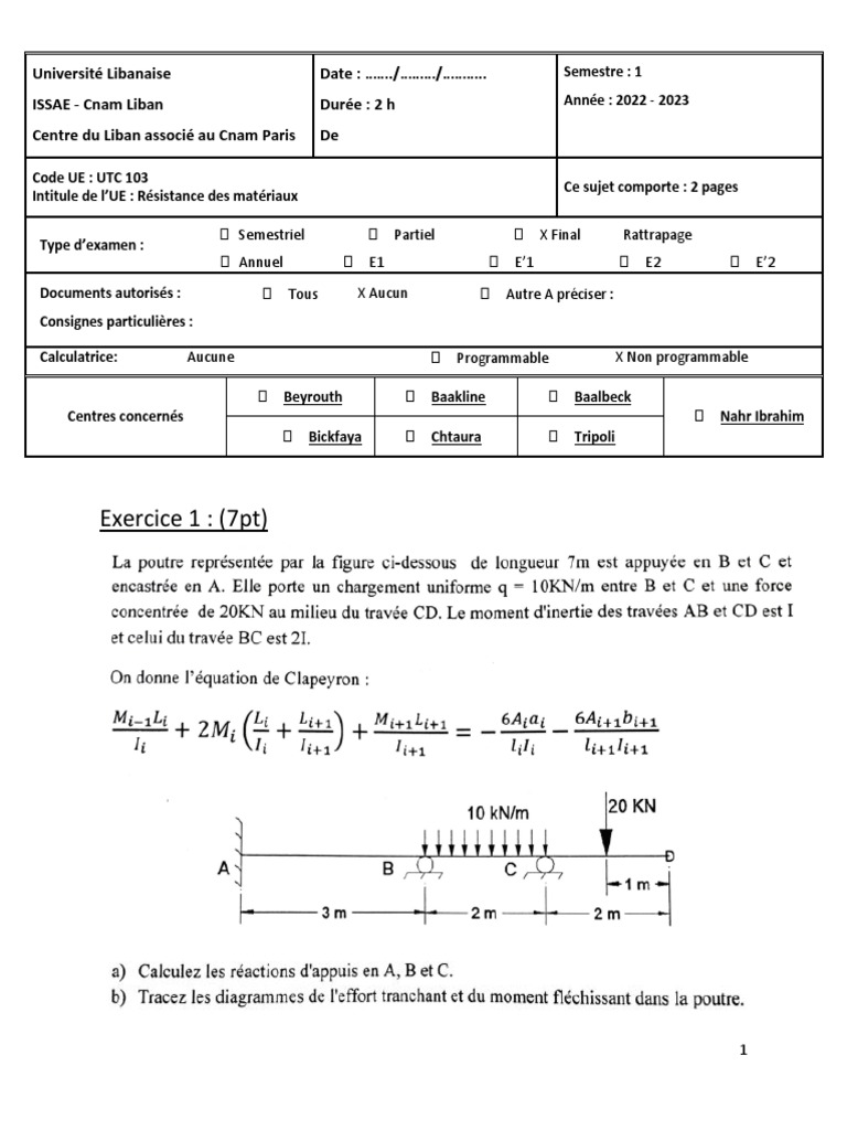 Examen Final UTC 103 RDM 2022-2023 | PDF