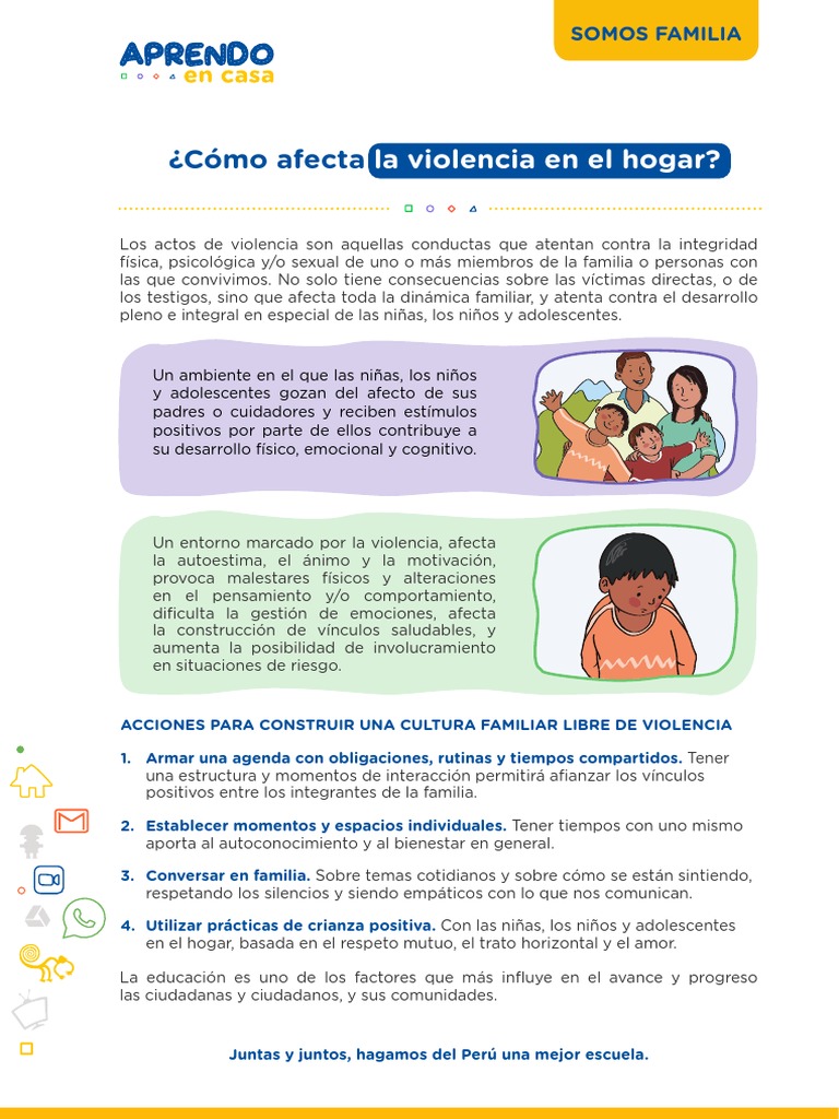 Infografía (Para Familias) - Cómo Afecta La Violencia en El Hogar | PDF