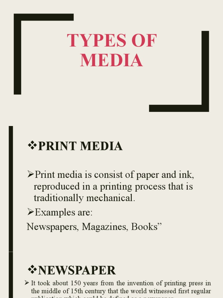 Lesson 5 TYPES OF MEDIA PDF Newspapers Media