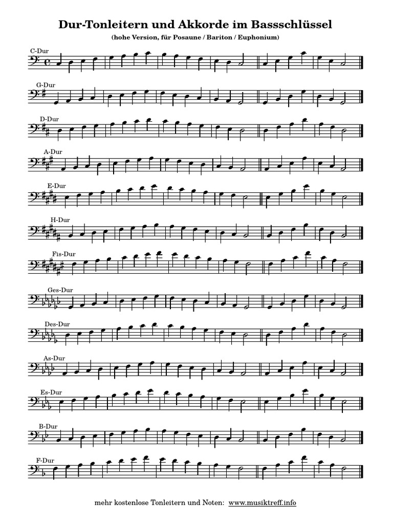 Dur Tonleitern Bassschluessel Hoch | PDF
