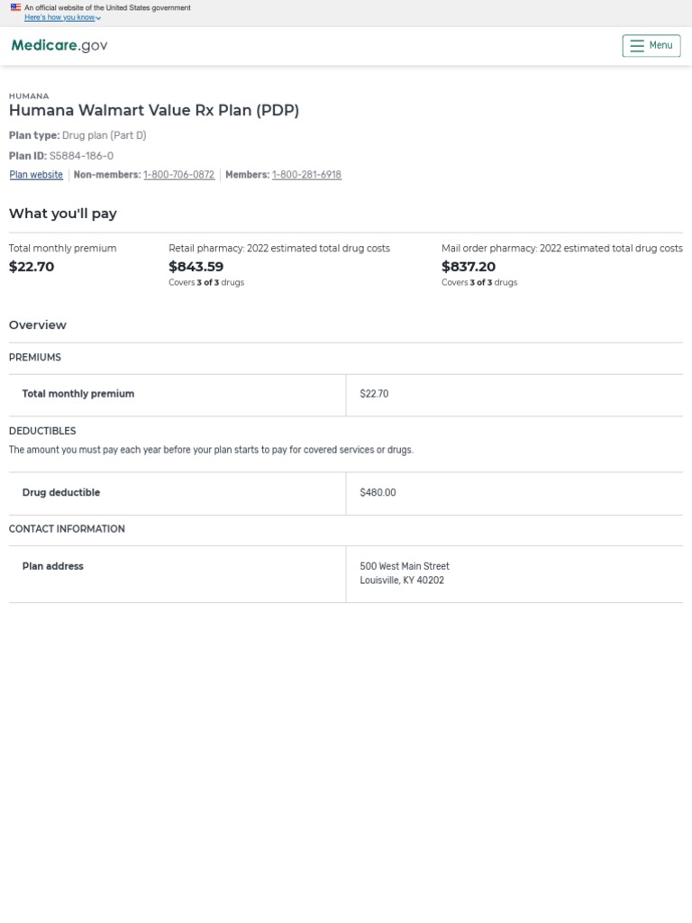 B.VeletsisHumana Walmart Value RX Plan (PDP) PDF PDF Generic Drug