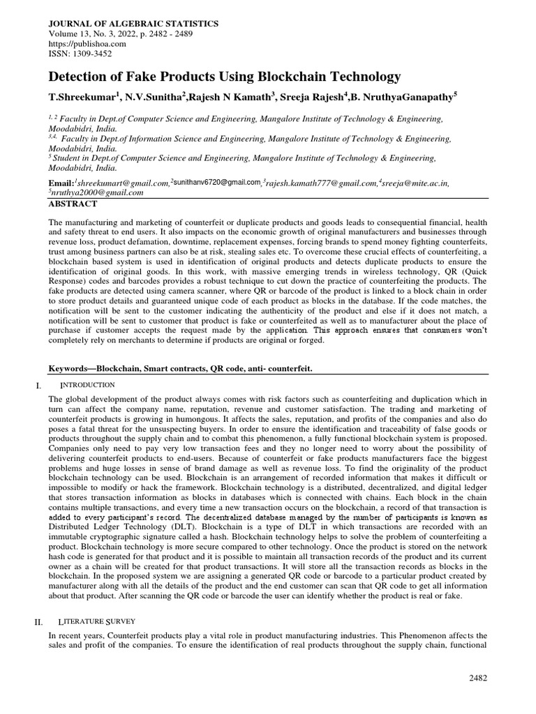 Blockchain for Detecting Fake Products | PDF | Qr Code | Product (Business)