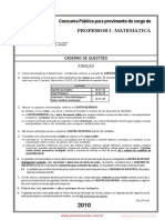 Prova Professor Matematica 2010 PDF