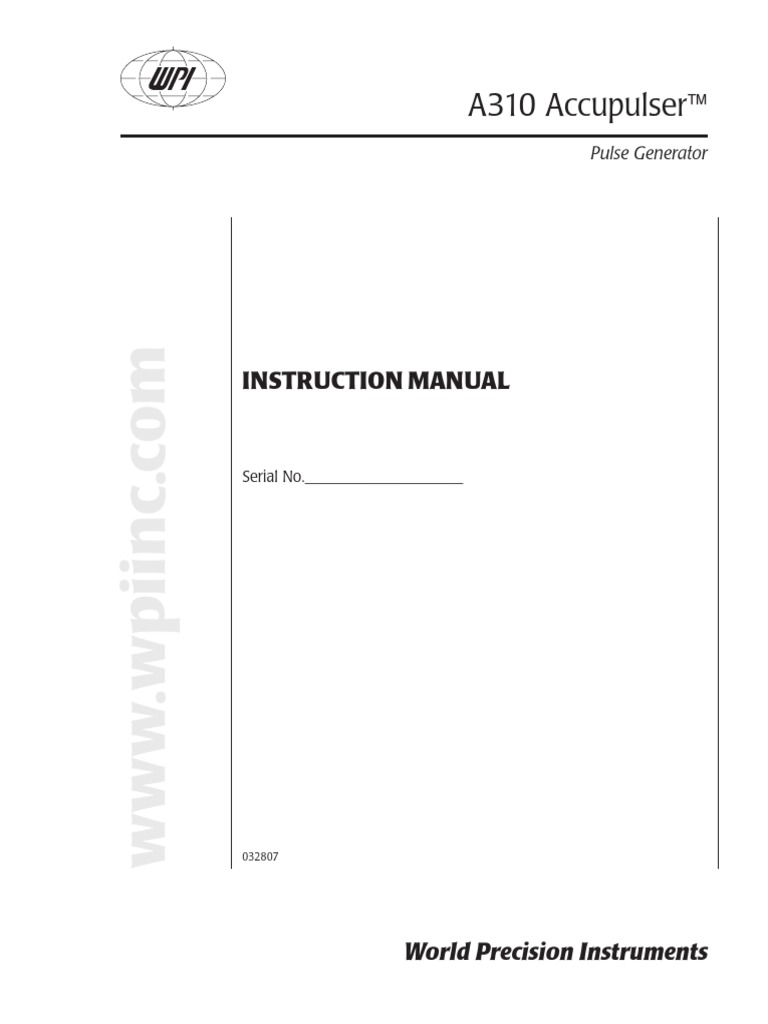 A30 Accupulser™ Instruction Manual PDF Amplitude Mains Electricity