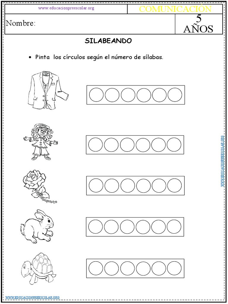 Fichas de Silabeo para Niños de 5 Años | PDF | Salud y bienestar