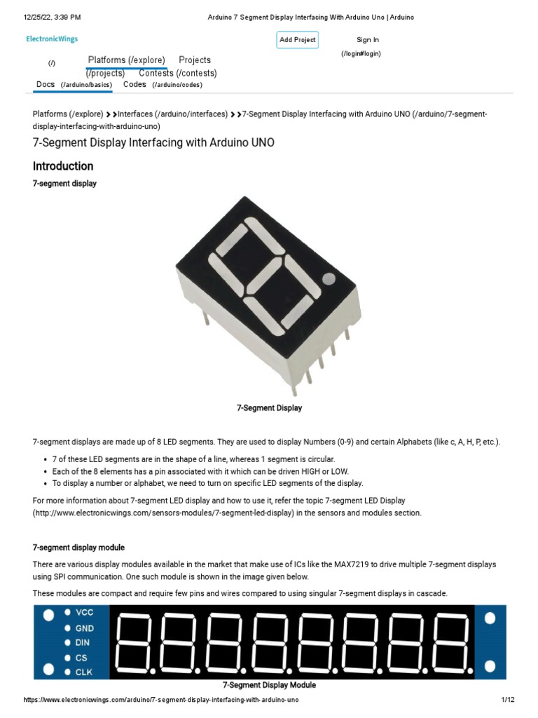 Arduino 7 Segment Display Interfacing With Arduino Uno - Arduino PDF ...