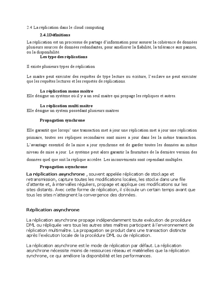 Types de réplication dans le cloud | PDF | Réplication (Informatique ...