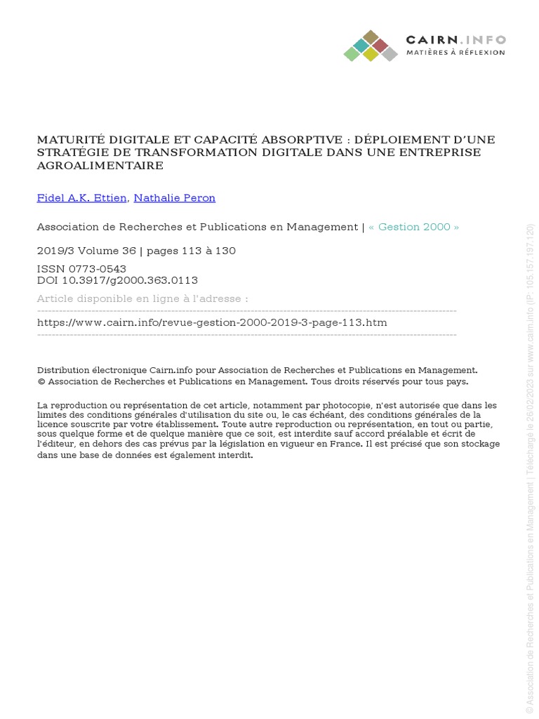 Transformation Digitale Des Entreprises | PDF | Internet des objets ...