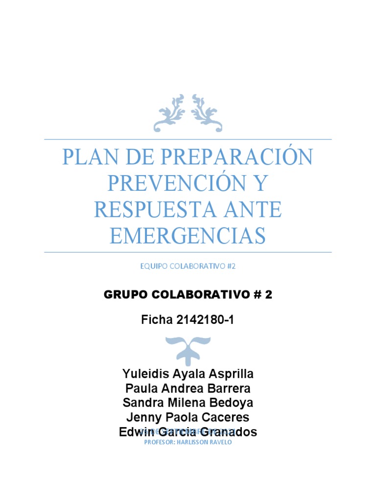 Plan de Prevención, Preparación y Respuesta Ante Emergencias | PDF ...
