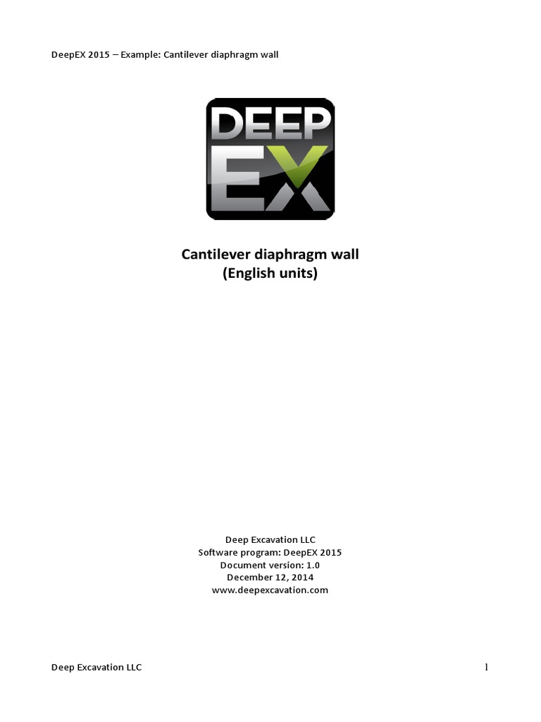 Cantilever diaphragm wall english units deepex 2015 pdf
