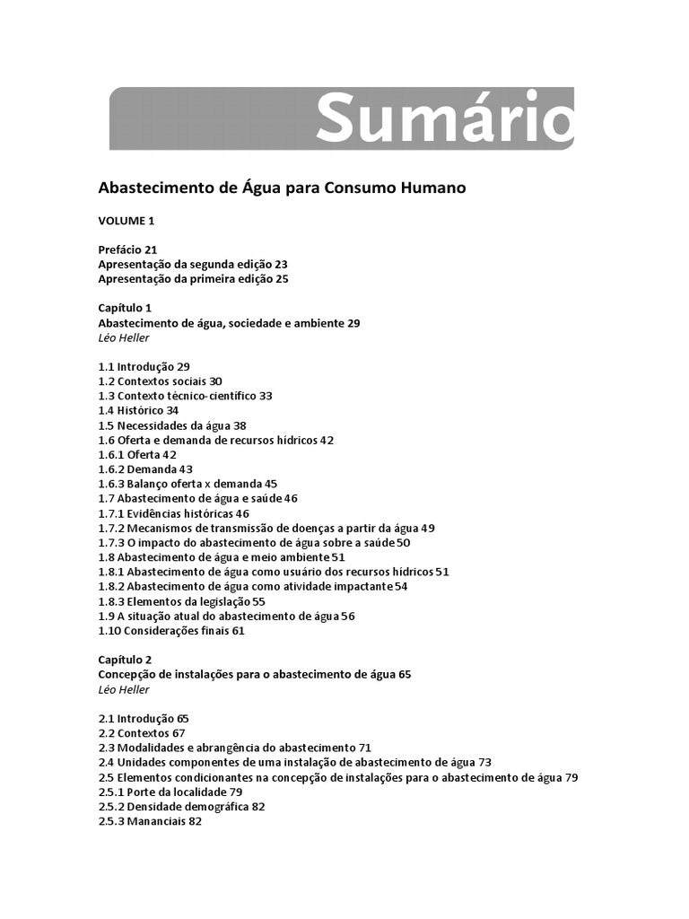 Abastecimento de Agua para Consumo Humano - Sum | PDF | Mecânica dos ...